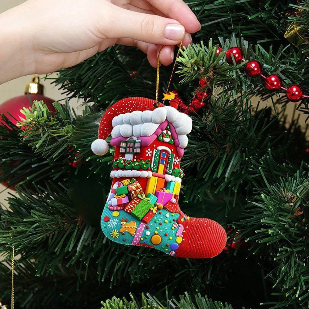 Acrylic Christmas Stocking Ornaments – Colorful Tree Pendants Christmas Tree Ornament Richie's E
