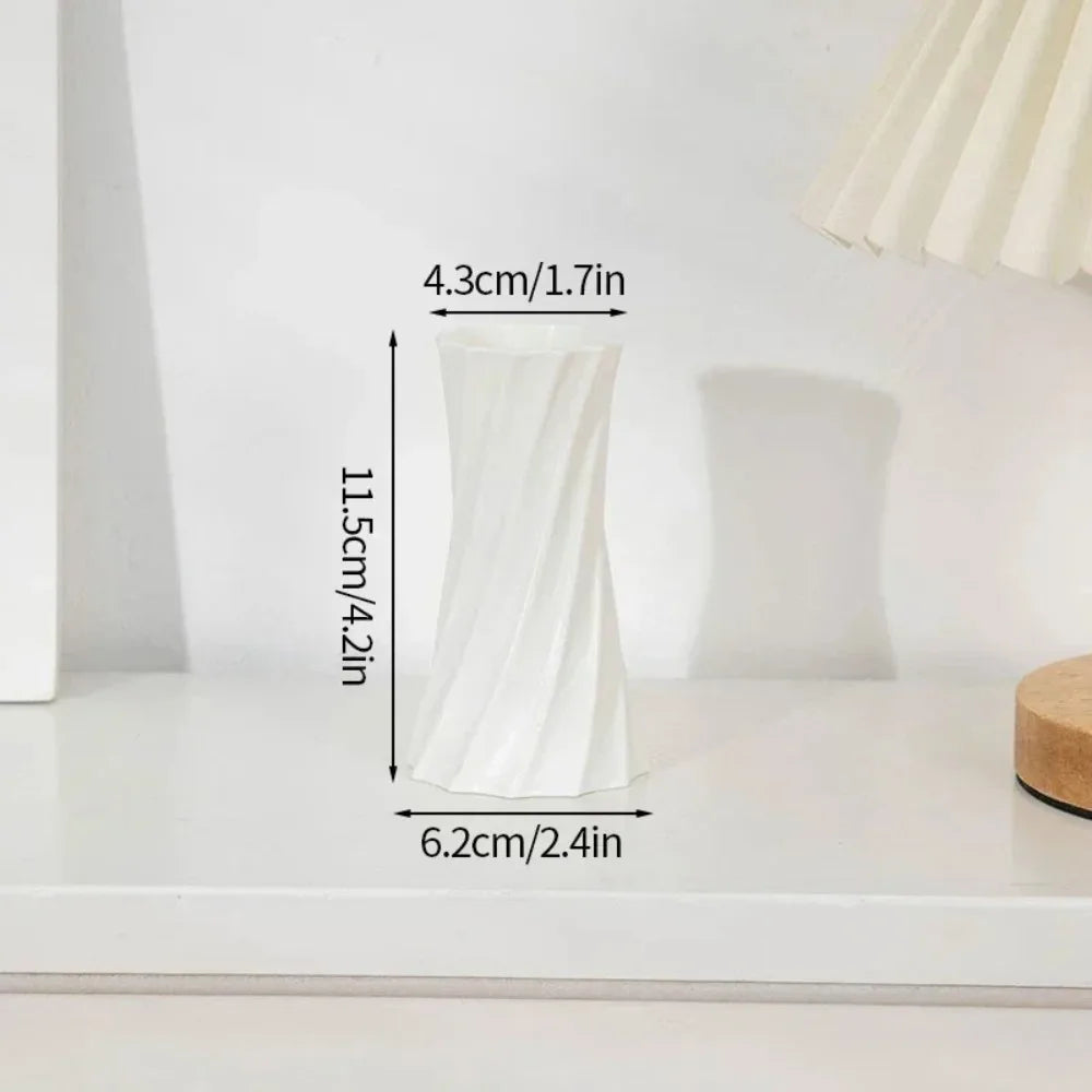 Nordic Plastic Flower Vase | Spiral Pattern Ceramic Look Decorative Flower Vase Richie's