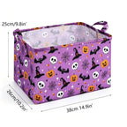 Halloween Storage Basket Foldable Bat Bin Large Capacity Halloween Storage Basket Richie's Purple-38-26-25CM-