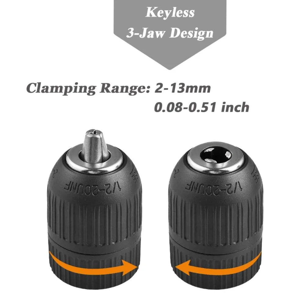Keyless Drill Chuck Adapter 2-13mm 1/2-20UNF for Impact Wrench Drill Chuck Adapter Richie's
