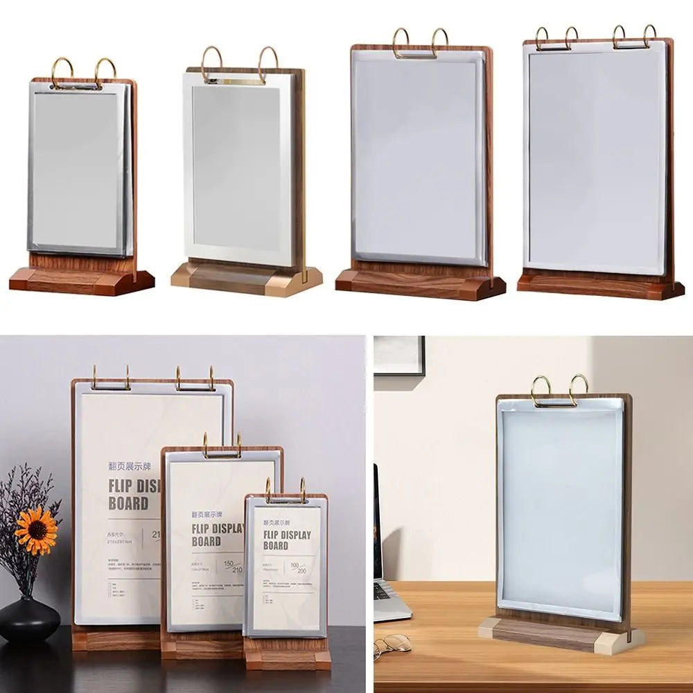Wooden T-Shape Desktop Menu Display Stand A4 A5 A6 Dual-Side Desktop Display Stand Richie's