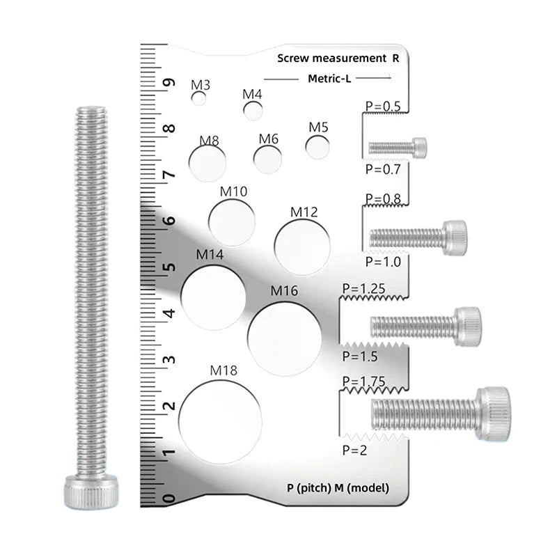 Stainless Steel Thread Gauge Screw Pitch Checker Metric Tool Thread Gauge Tool Richie's