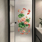 Lotus & Koi Fish Glass Window Sticker – No-Glue PVC Decal Window Decal Sticker Richie's 1