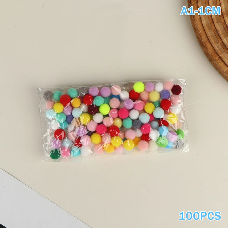 100 Pcs Fluffy Pom Poms 10–30mm | Kids DIY Craft Supplies DIY Craft Supplies Richie's A1