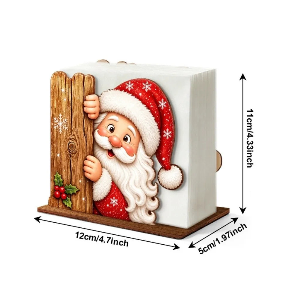 Wooden Peeking Santa Napkin Holder – Christmas Table Decor Christmas Napkin Holder Richie's Peeking Santa