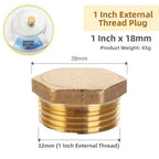 Brass BSP Threaded Pipe End Cap Plug – Hex Head Blind Stopper Pipe Fitting Plug Richie's Cap Male 1