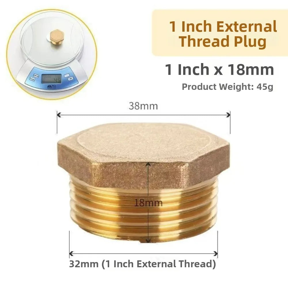 Brass BSP Threaded Pipe End Cap Plug – Hex Head Blind Stopper Pipe Fitting Plug Richie's Cap Male 1