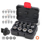 14Pc Female E-TORX Star Socket Set E4–E24 | 3 Drive Sizes Socket Set Richie's