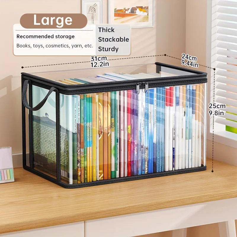 Clear PVC Stackable Storage Box with Flip-Top Lid & Window Storage Organizer Box Richie's L 1pc