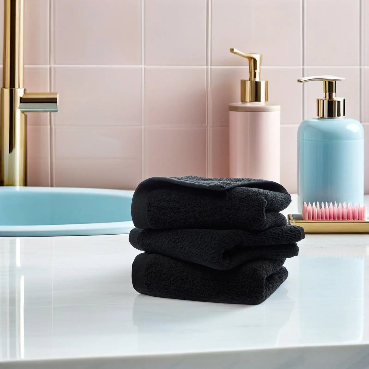 Pure Cotton Black Hand Towel 35x75cm – Bath, Gym & Spa Cotton Hand Towel Richie's