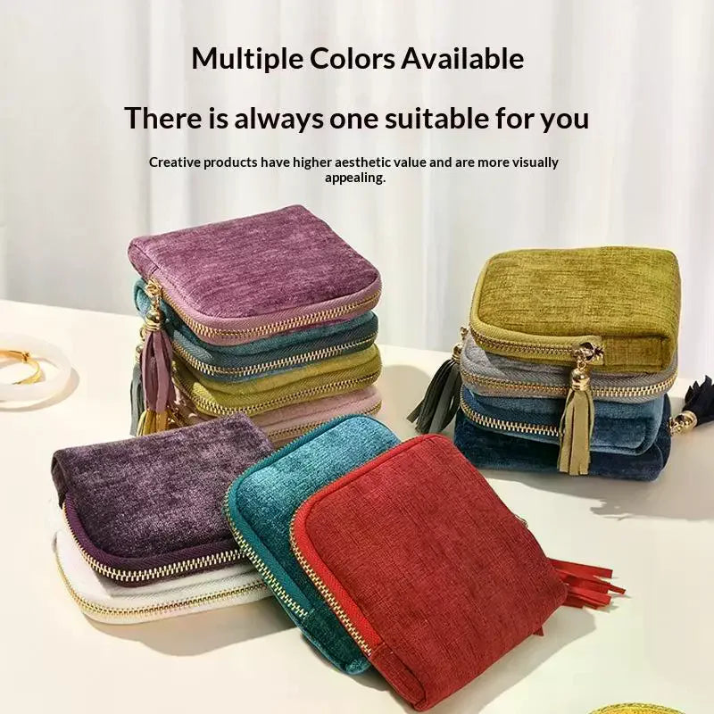Velvet Jewelry Organizer Travel Pouch Multi-Slot Golden Zipper Jewelry Organizer Pouch Richie's