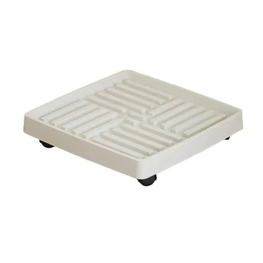 Mobile Plant Pot Stand Tray with Wheels – Round & Square Plant Pot Stand Tray Richie's Square White 17CM