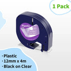 Dymo LetraTag 12mm Compatible Label Tape White – 91201/91200 Label Maker Tape Richie's Black on Clear