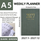 2027 A5 Weekly & Daily Planner Calendar Schedule Book Daily Weekly Planner Richie's Green 1 Piece A5