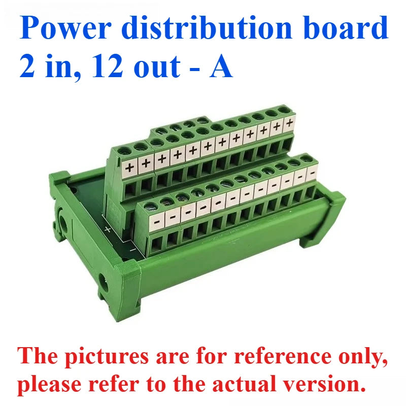 DIN Screw Terminal Block PCB Power Distribution Splitter Screw Terminal Block Richie's 2 in 12 out 1PCS