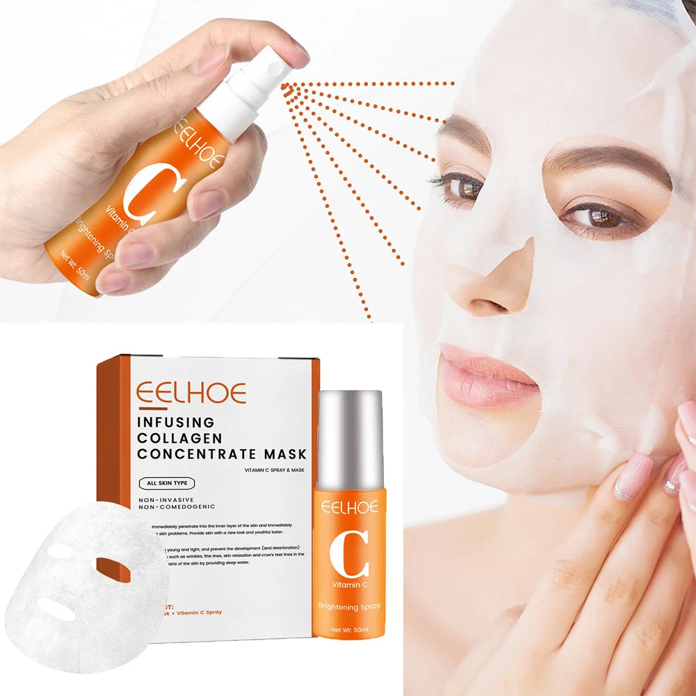 Eelhoe Collagen Face Mask & Vitamin C Spray Set | Moisturizing Face Mask Skincare Set Richie's