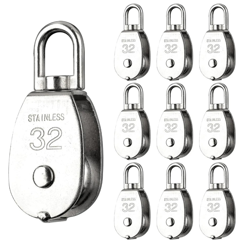 10Pcs M32 304 Stainless Steel Swivel Pulley Block 360° Ring Swivel Pulley Block Richie's M32 Single-Wheel