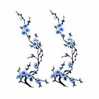 Cherry Blossom Iron-On Embroidery Patches – 2Pcs Floral Appliqué Embroidery Iron-On Patch Richie's Blue
