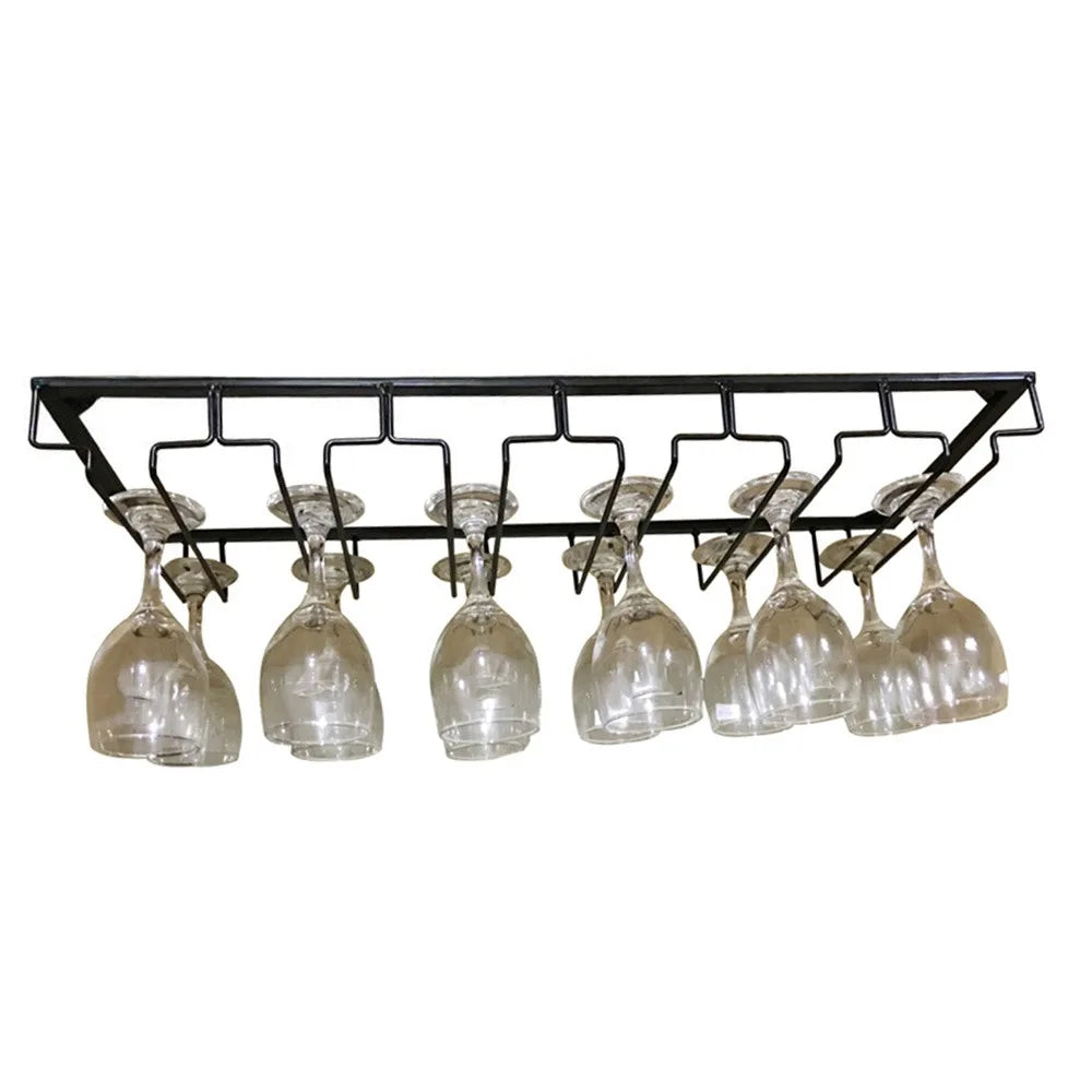 Iron Under Cabinet Wine Glass Holder Rack – Black | 2–6 Slots Wine Glass Rack Richie's 6 slots