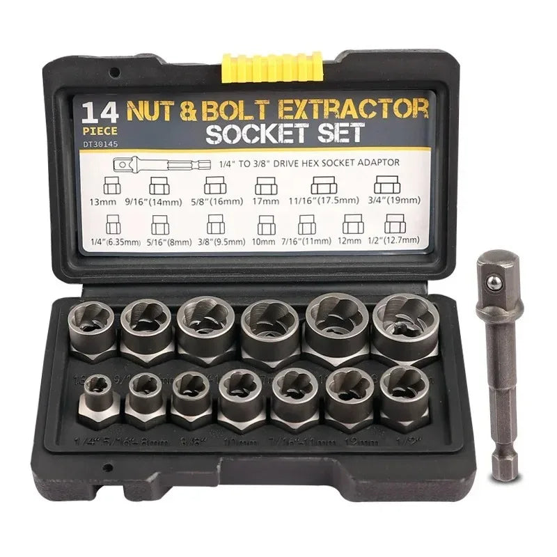 14Pc Stripped Lug Nut Remover Set | Impact Bolt Extractor Kit Bolt Extractor Set Richie's