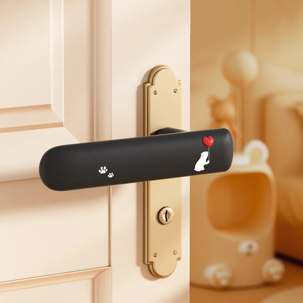 Cute Cat Silicone Door Knob Cover – Wall Protector Sleeve Door Knob Cover Richie's Black-Left