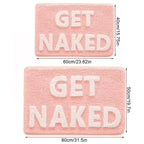 Funny Get Naked Bath Mat – Pink Non-Slip Plush Bathroom Rug Bath Mat Rug Richie's