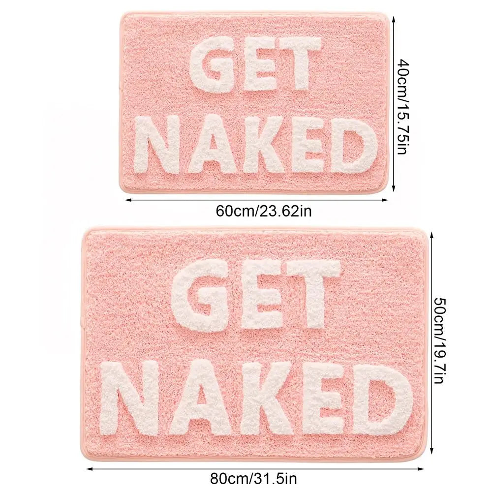 Funny Get Naked Bath Mat – Pink Non-Slip Plush Bathroom Rug Bath Mat Rug Richie's