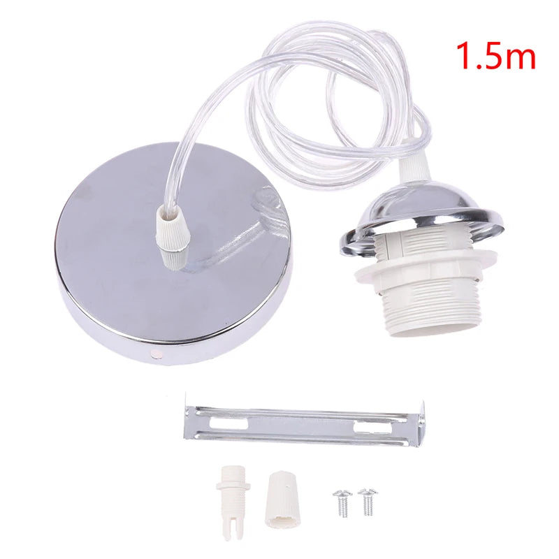 Retro E27 Pendant Lamp Holder Socket with Hanging Wire 1m/1.5m Pendant Lamp Holder Richie's 150cm Silver