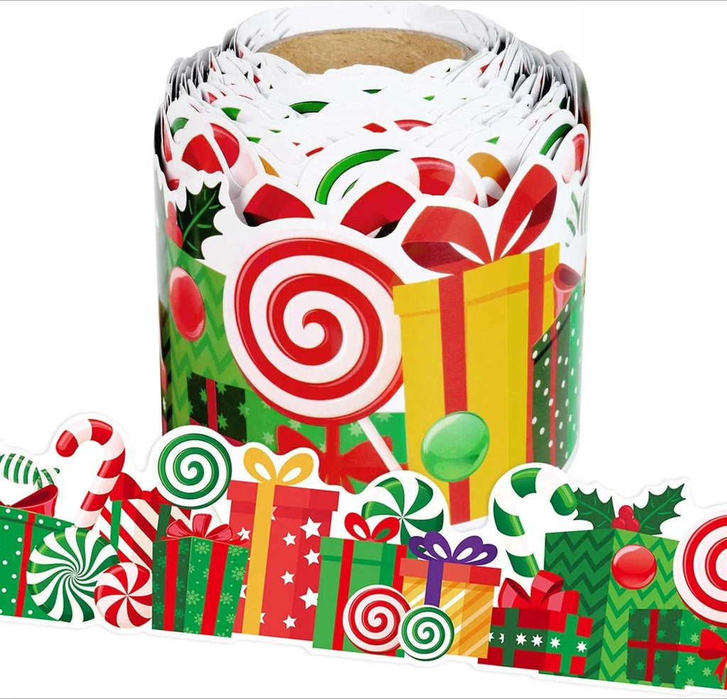 Christmas Lace Trim Sticker | Lollipop Gift Box Edge Wrap Decor Decorative Craft Sticker Richie's