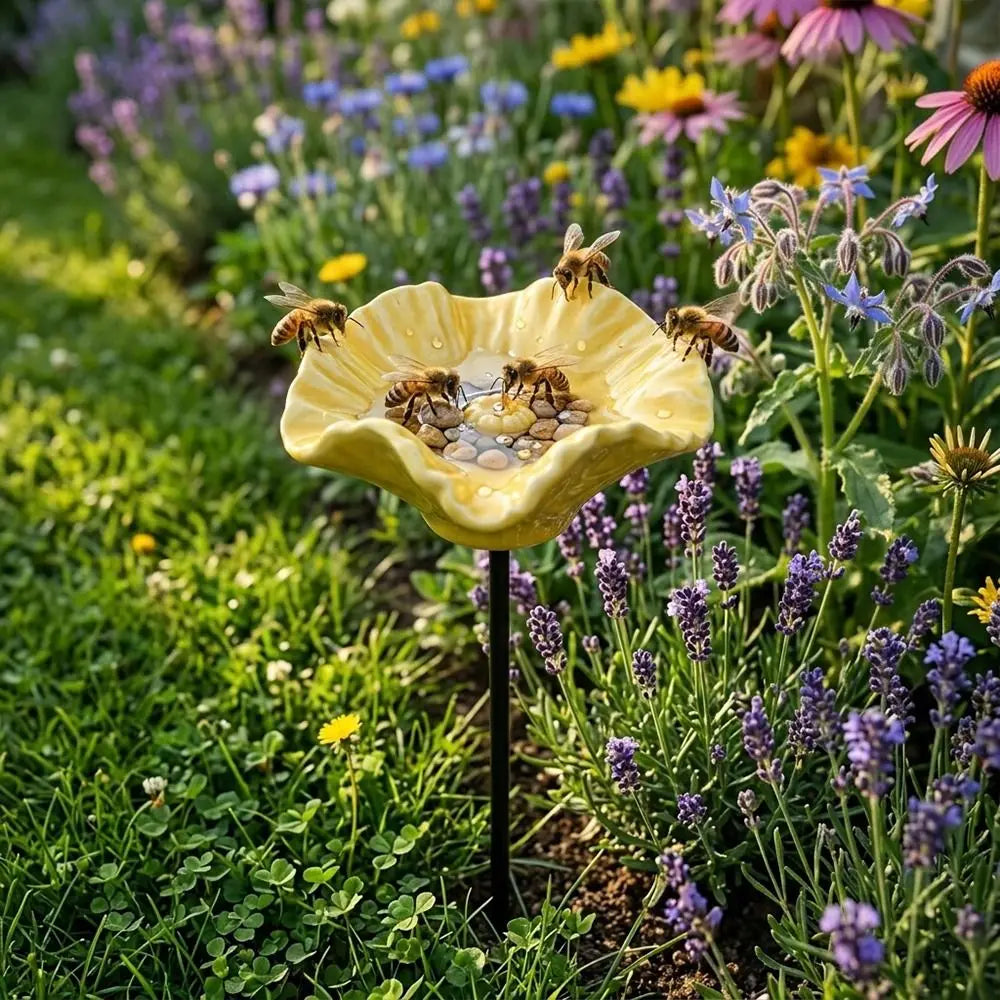 Resin Flower Bee & Bird Water Feeder Garden Stake Décor Garden Water Feeder Richie's