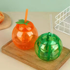 Fruit Shaped Cups with Straw – Orange & Watermelon | 1 or 3 Pack Novelty Drinking Cup Richie's