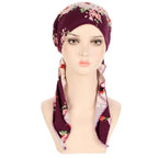 Women's Floral Turban Hijab Stretch Pre-Tied Head Wrap Cap Turban Head Wrap Richie's