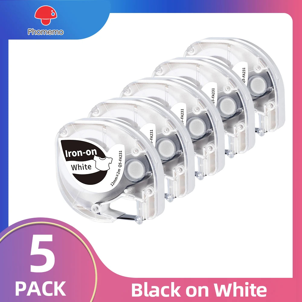 Iron-On Fabric Label Tape 3/5 Pack – Dymo LetraTag & Phomemo P12 Label Maker Tape Richie's
