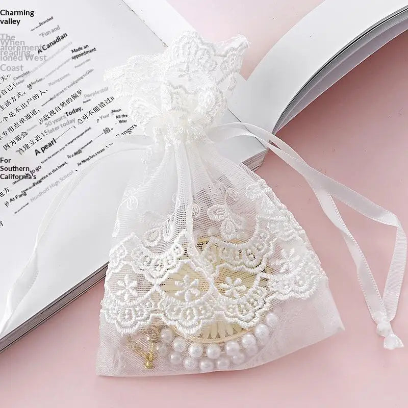 White Gauze Drawstring Gift Bags – Reusable Lace Sachet Pouches Drawstring Gift Bag Richie's C