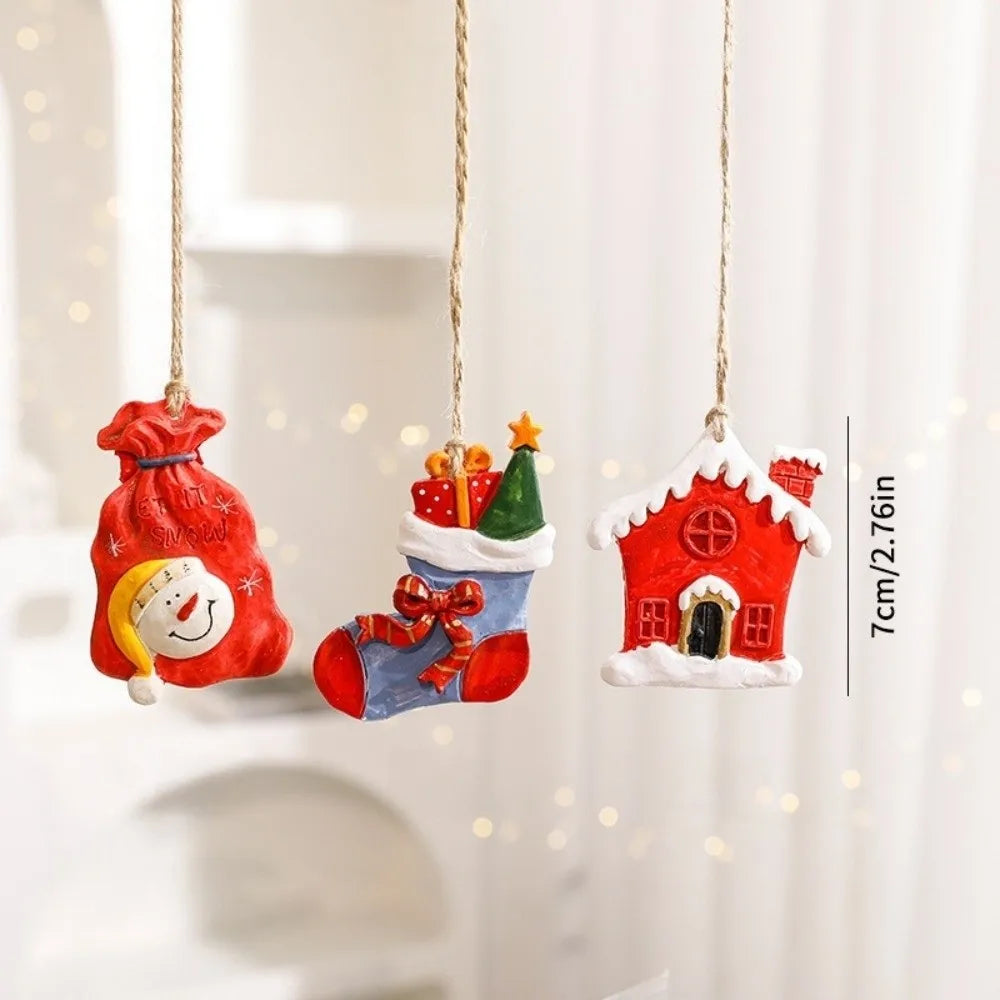 Resin Christmas Tree Ornaments – Santa & Snowman Pendants Christmas Ornaments Richie's 07