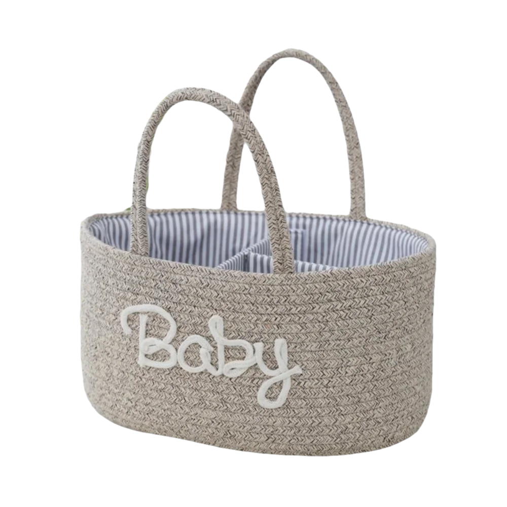 Cotton Rope Diaper Storage Basket – Foldable Nappy Organiser Baby Storage Basket Richie's Light Brown