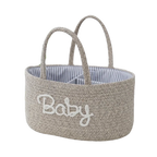 Cotton Rope Diaper Storage Basket – Foldable Nappy Organiser Baby Storage Basket Richie's Light Brown