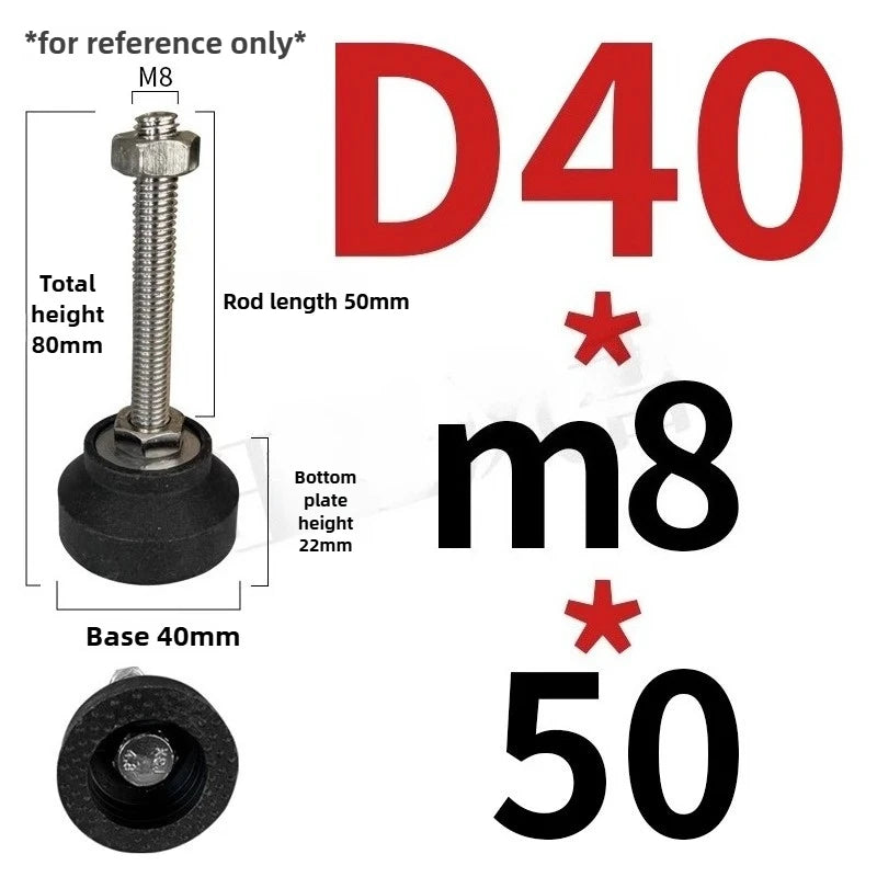 4pcs Adjustable Leveling Feet M5-M12 Nickel Plated Nylon Base Adjustable Leveling Feet Richie's D40xM8x50 4pcs
