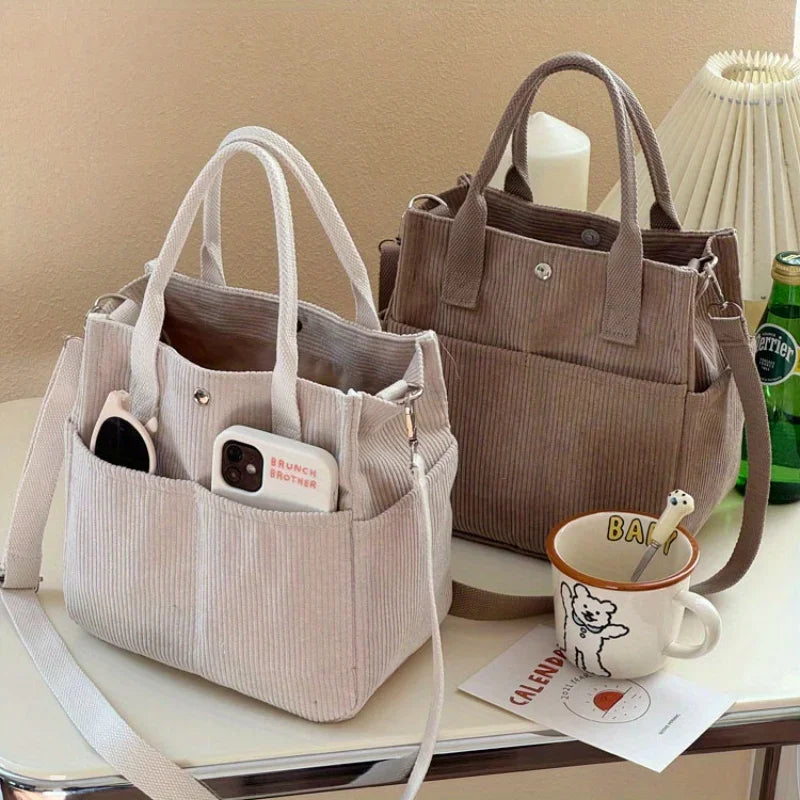 Large Corduroy Tote Bag – Women's Shoulder Bag for Work & College Corduroy Tote Bag Richie's