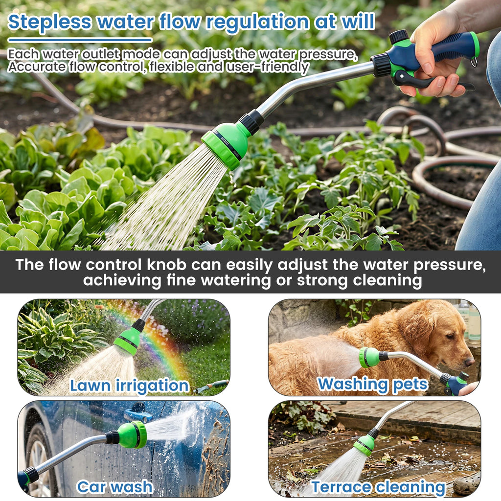 18-Inch Watering Wand Hose Nozzle – 8 Spray Patterns Garden Watering Wand Richie's