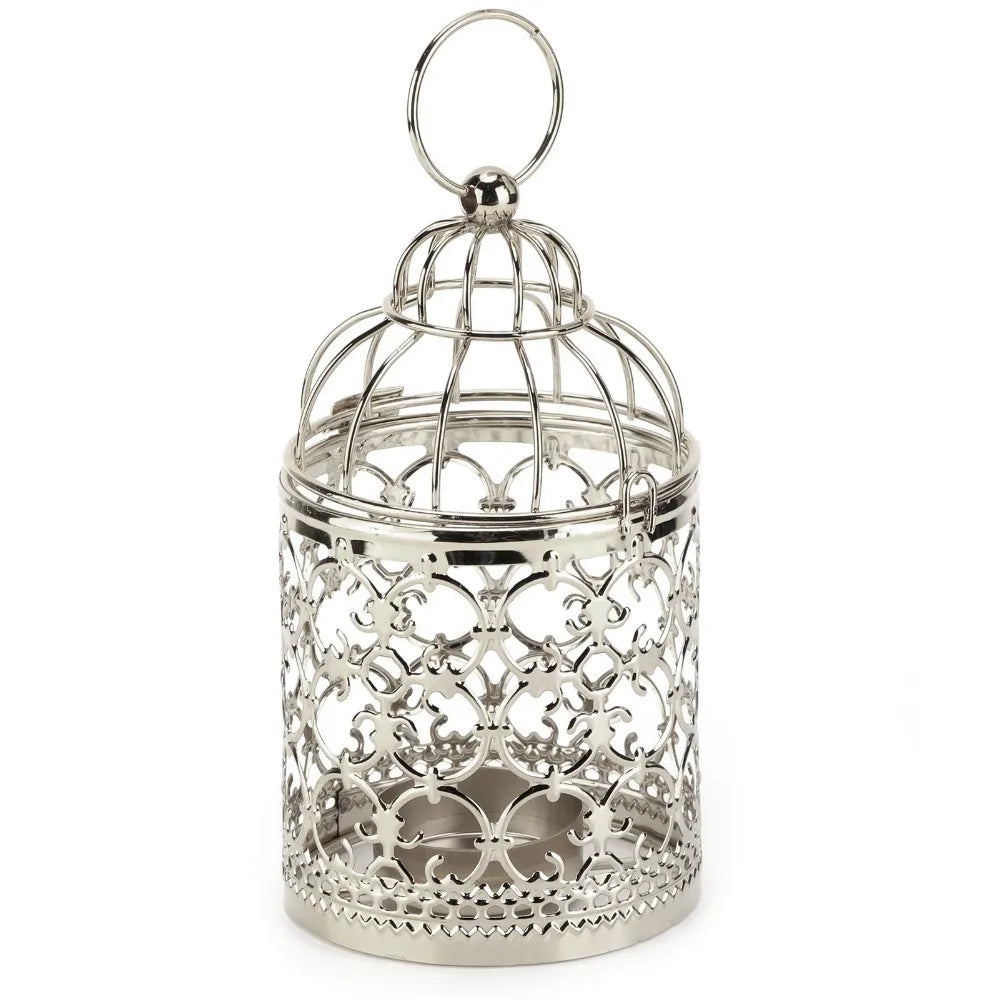 Birdcage Candle Holder Electroplated Hanging Iron Lantern Tealight Candle Holder Lantern Richie's Silver