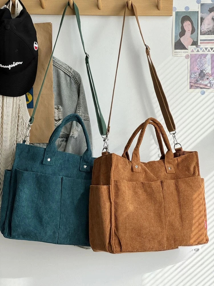 Warm Corduroy Tote Bag – Spacious Shoulder & Crossbody Bag Corduroy Tote Bag Richie's