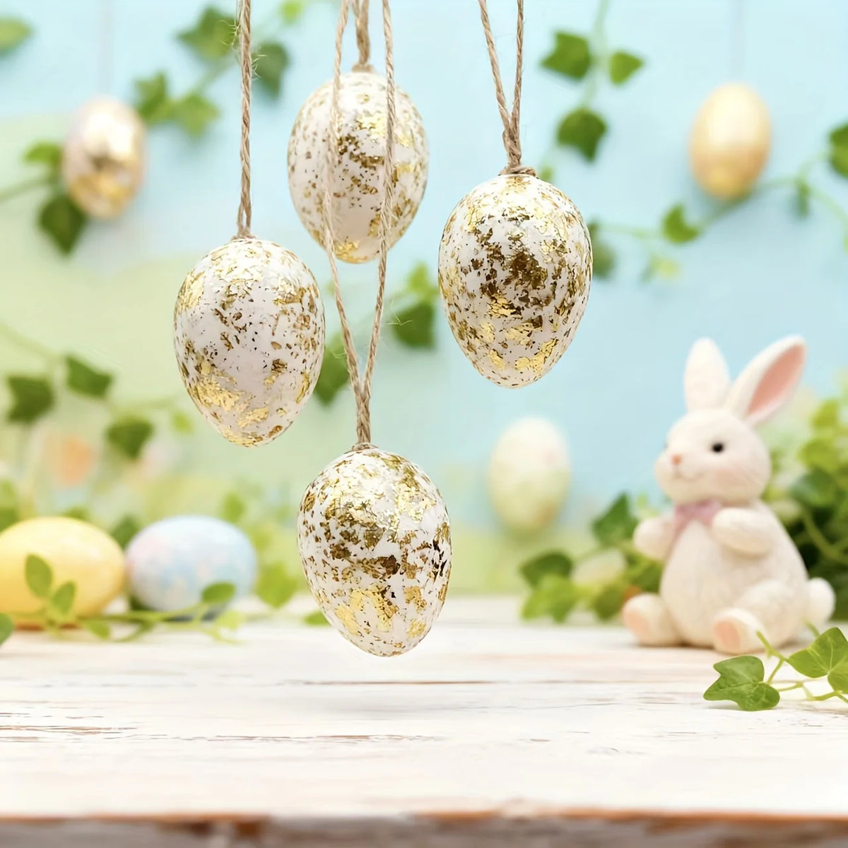 16pcs Easter Golden Foil Egg Hanging Ornaments | Plastic Décor Easter Hanging Ornaments Richie's