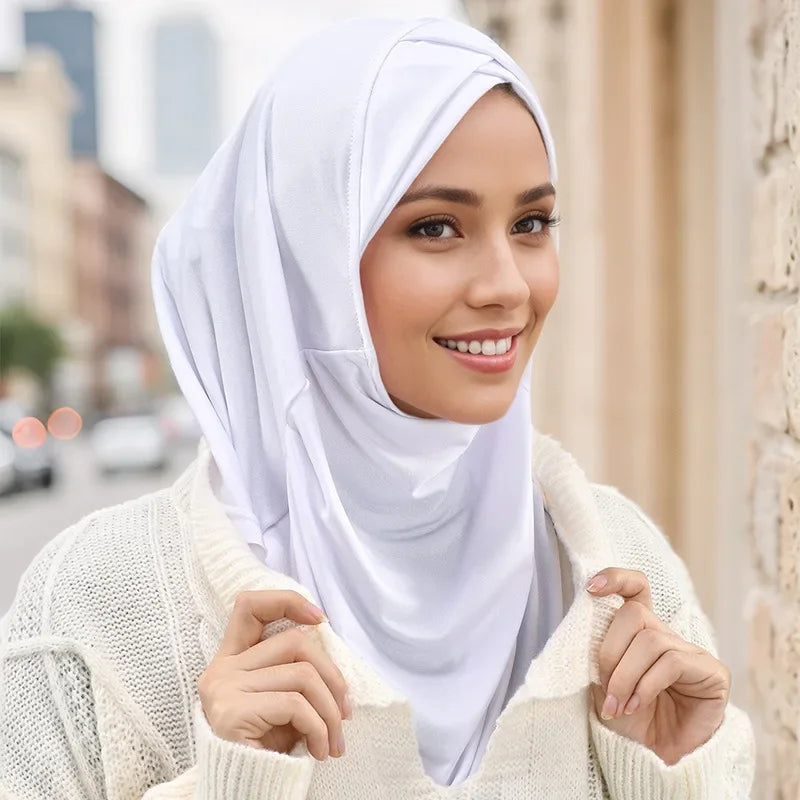 Women's Jersey Hijab Underscarf Inner Cap – Solid Neck Cover Hijab Underscarf Cap Richie's EHL122-02