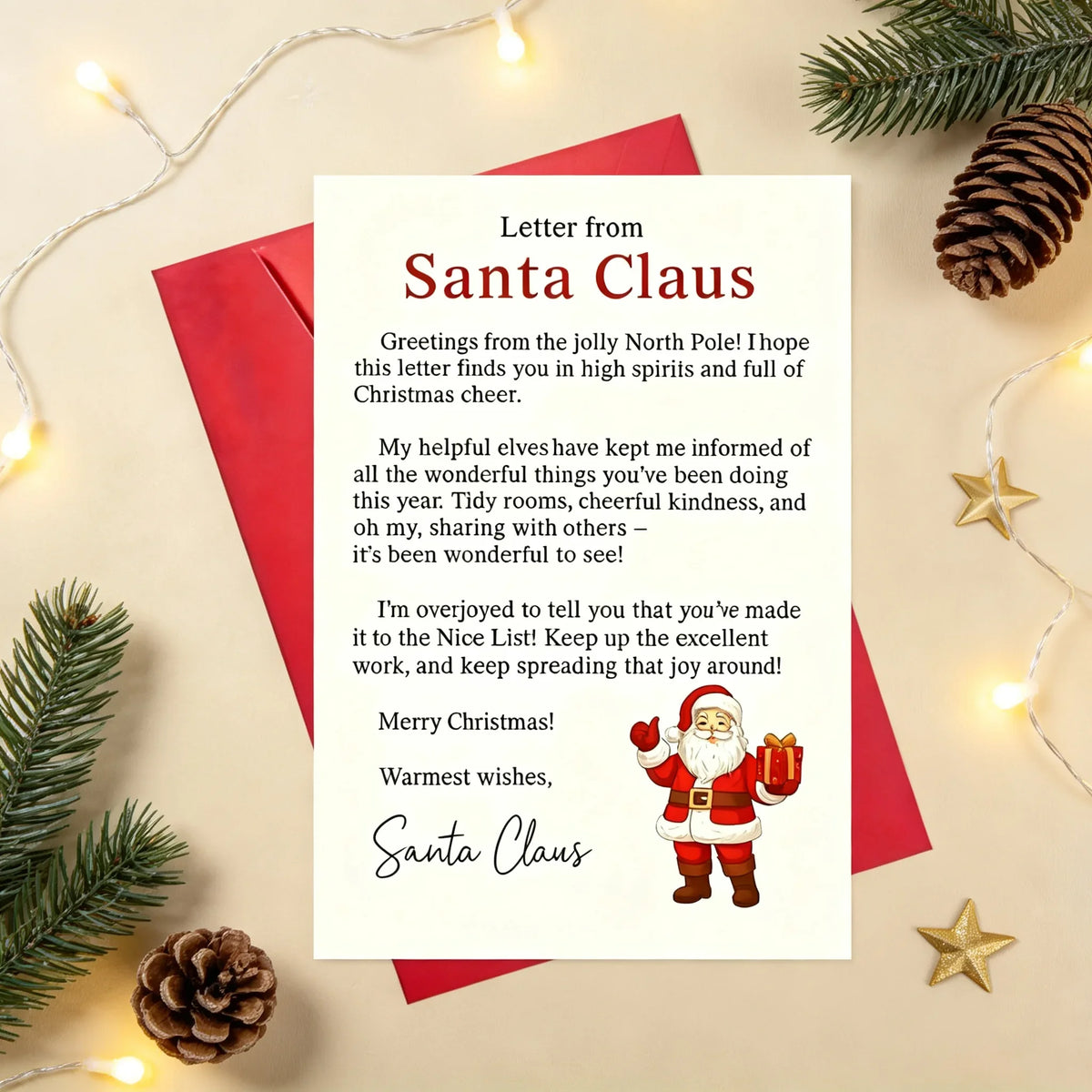 Santa Claus Greeting Card With Envelope – North Pole Letter Holiday Greeting Card Richie's