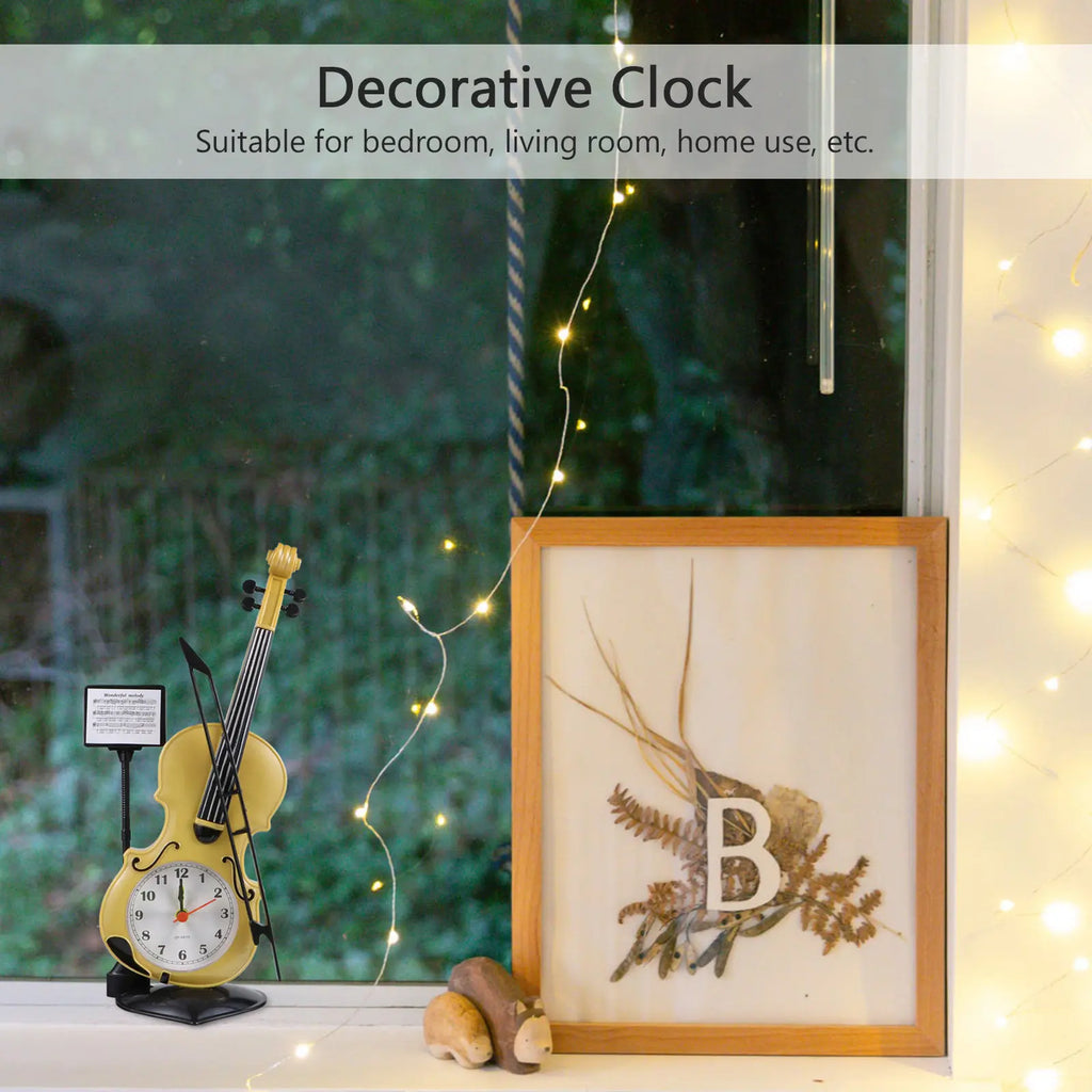 Violin Shaped Alarm Clock – Cute Novelty Bedside Desk Clock Novelty Alarm Clock Richie's