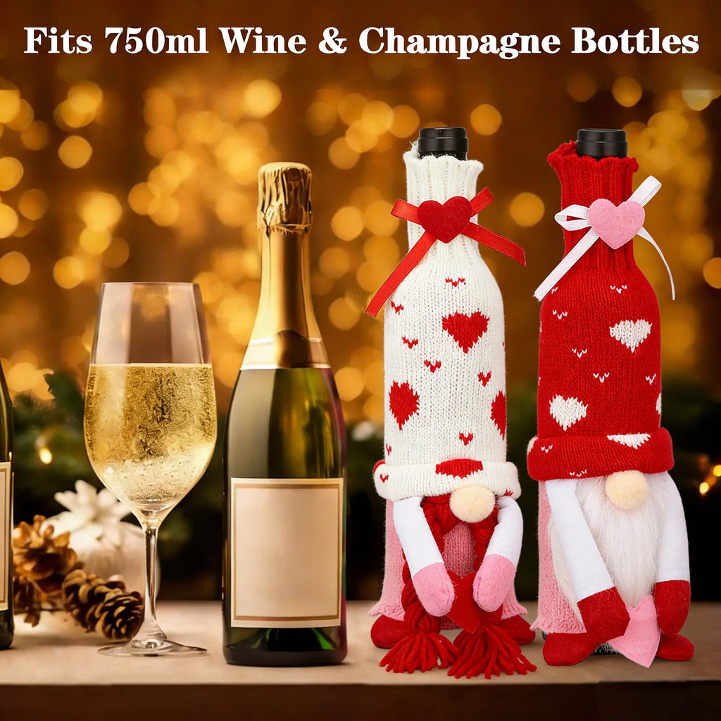 2Pcs Rudolph Couple Wine Bottle Sleeves – Reusable Gift Covers Wine Bottle Covers Richie's