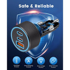 67W 3-Port Car Charger Dual USB-C PD & USB-A Fast Charging Car Charger Adapter Richie's