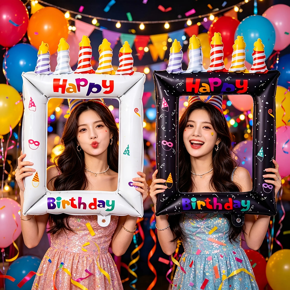 2pcs Birthday Photo Frame Balloons – Selfie Booth Party Props Party Balloon Props Richie's