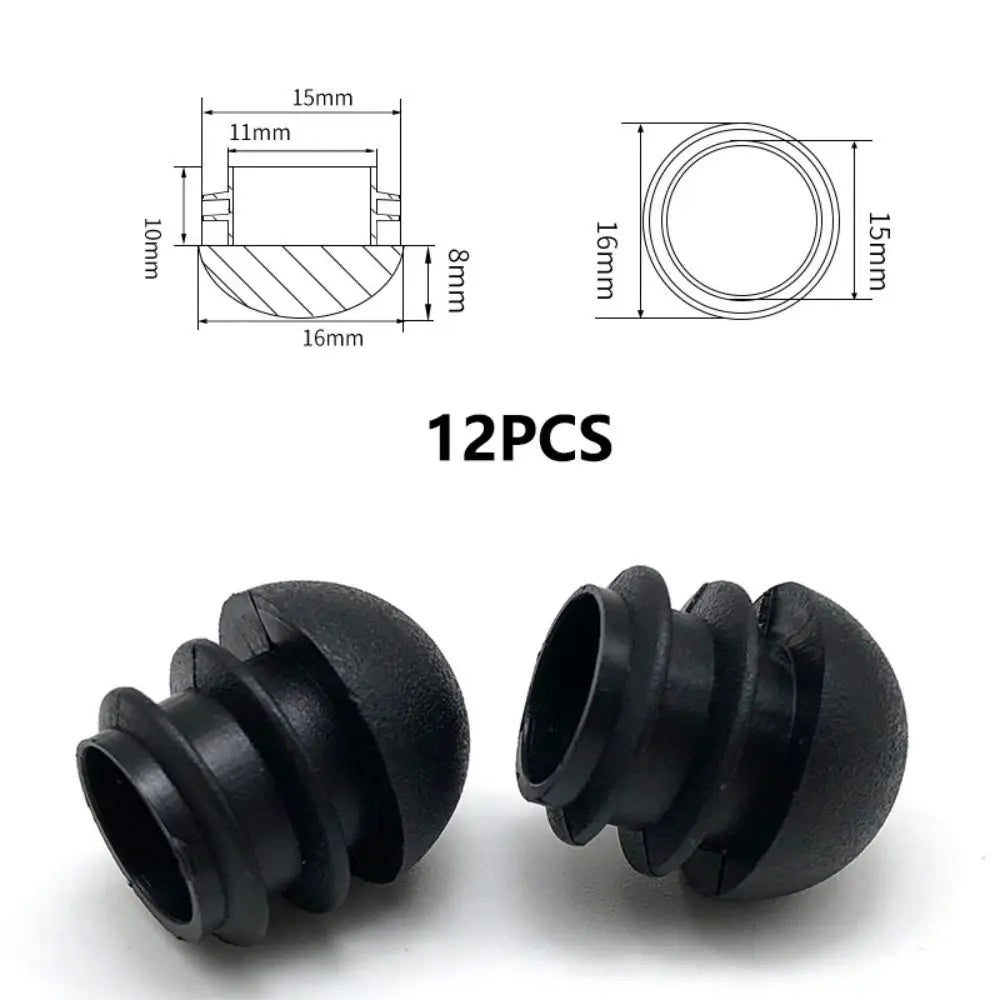 12 Pcs Round Furniture Tube Plugs Non-Slip Black Floor Leg Caps Furniture Leg Caps Richie's 16mm